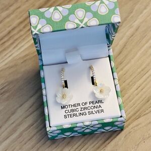 Rachel Zoe White and Gold Flower Earrings